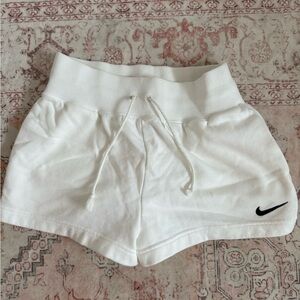 Nike White Women's Ribbed-Waist Athletic Drawstring Shorts